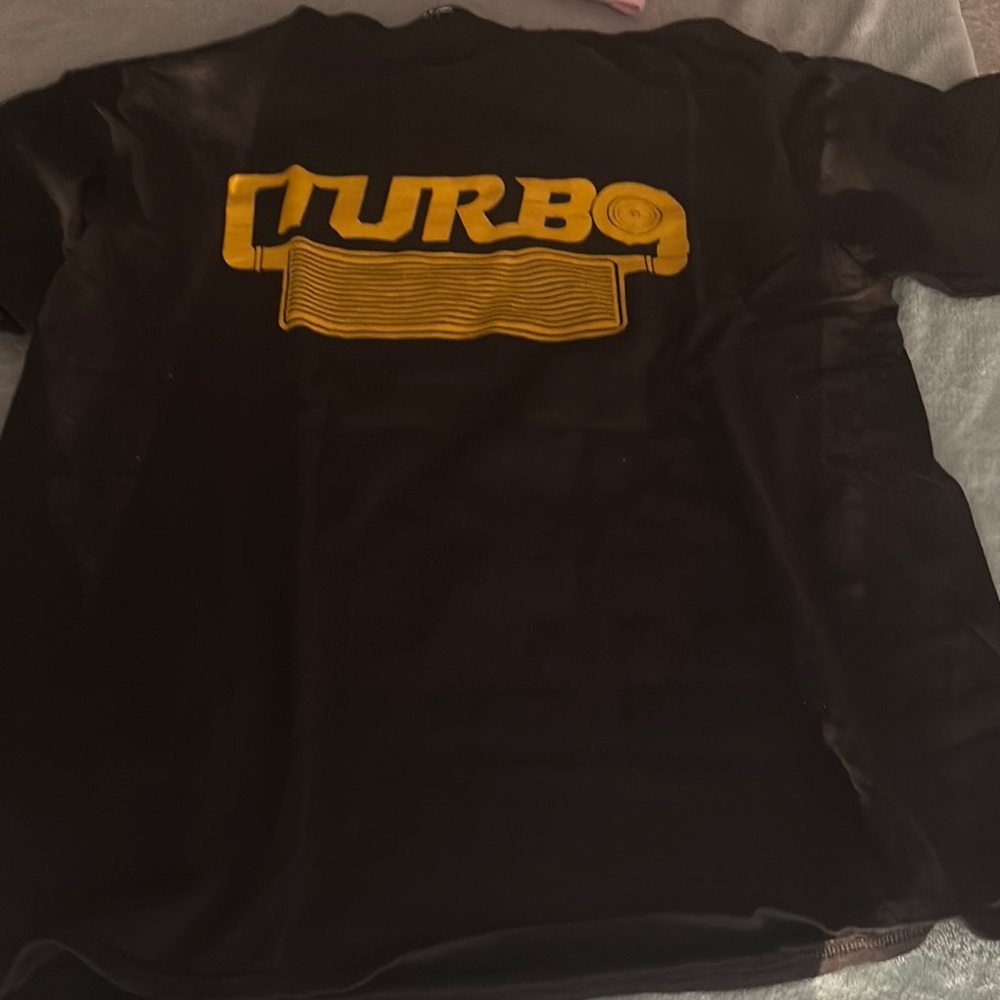 Black T-Shirt with Yellow Turbo Graphic